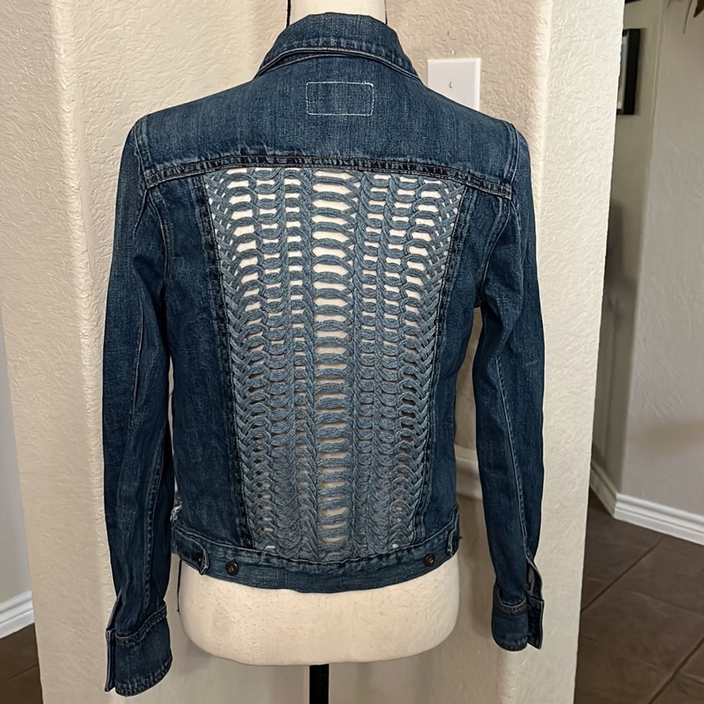 Rag & bone blue denim with crochet jean jacket - Picture 4 of 17